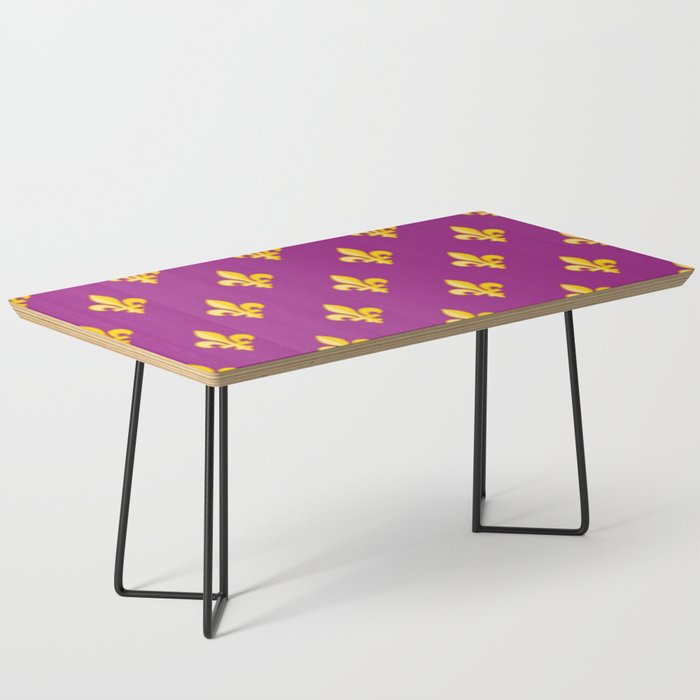 Mardi Gras Gold Fleur-de-lis on Purple Coffee Table