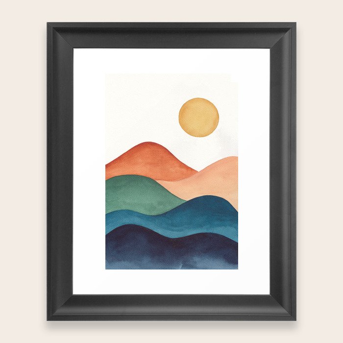 Colorful Abstract Mountains Framed Art Print by Kris Kivu Society6