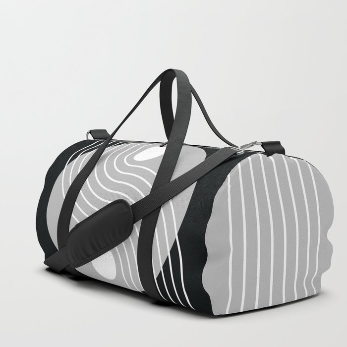 Geometric Lines and Shapes 25 in Monochrome Duffle Bag