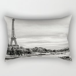 Eiffel Tower and boats on Seine river in Paris, France Rectangular Pillow