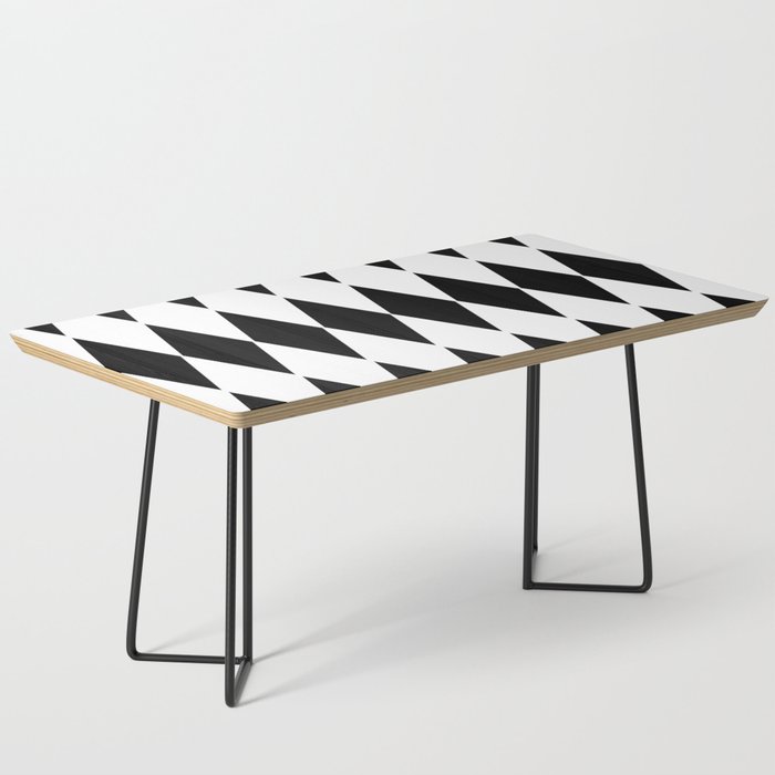 LARGE  WHITE AND BLACK   HARLEQUIN DIAMOND PATTERN Coffee Table