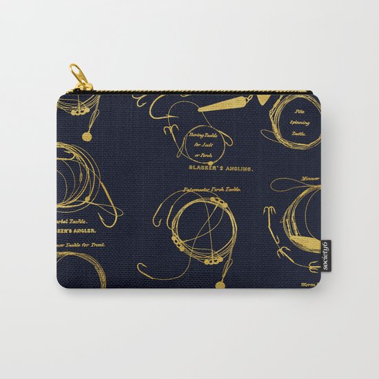 Maritime pattern- Gold fishing gear on darkblue backround Carry-All Pouch