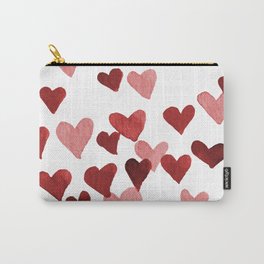 Valentine's Day Watercolor Hearts - red Carry-All Pouch