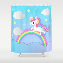 Unicorn, Clouds, Rainbow Shower Curtain