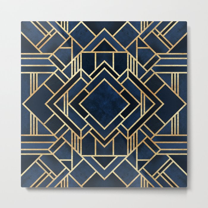 Art Deco Fancy Blue Metal Print