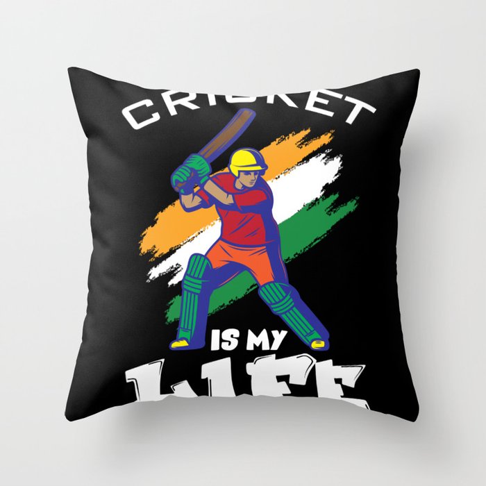 Cricket Is My Life Cricketer Throw Pillow