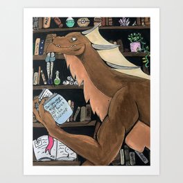 reading dragon Art Print
