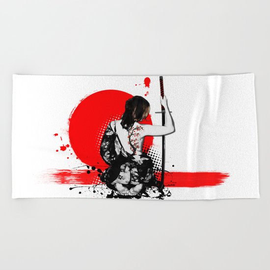 Trash Polka - Female Samurai Beach Towel