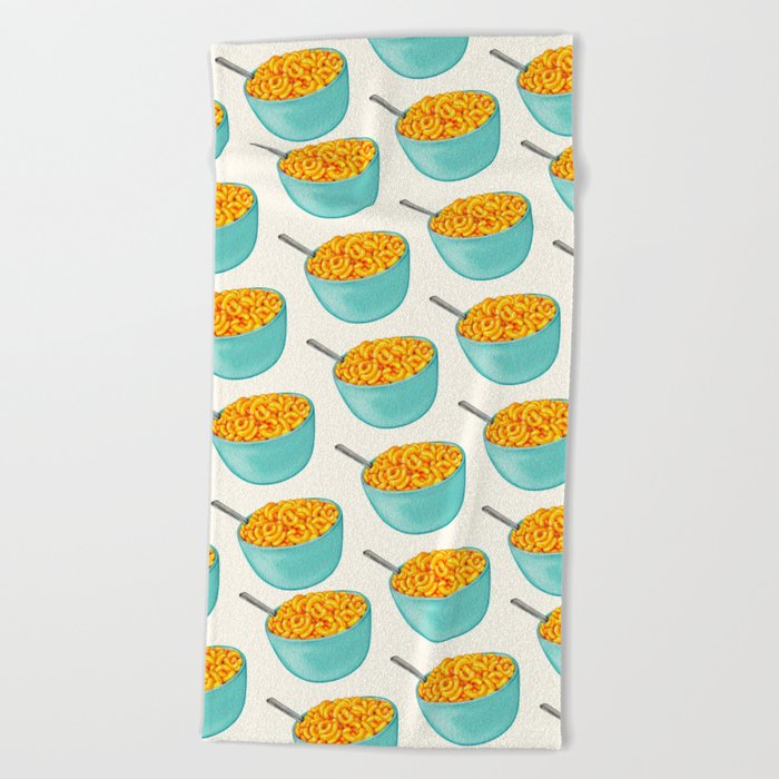 Mac & Cheese Pattern - White Beach Towel