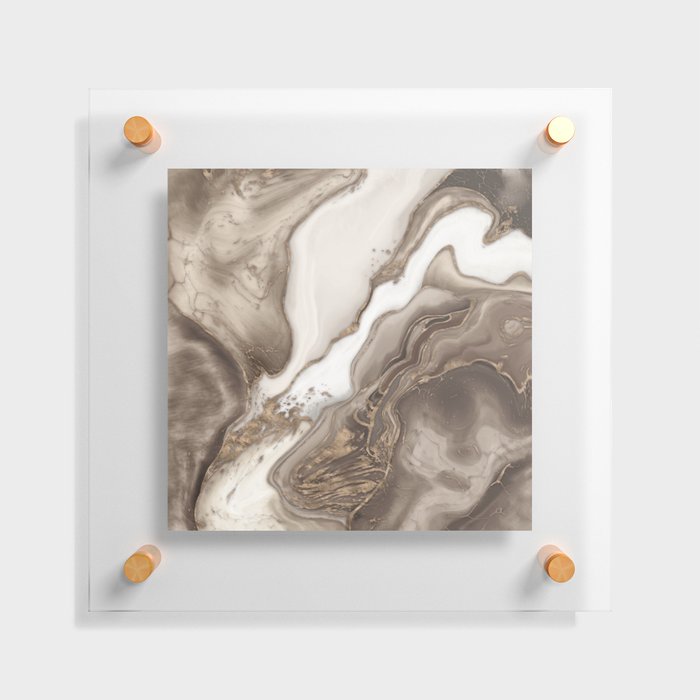 Taupe marble and gold abstract Floating Acrylic Print