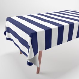 Classic Navy Blue and White Cabana Tent Stripe Tablecloth