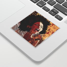 Music Jazz - afro american jazz singer on grunge background - illustration Sticker