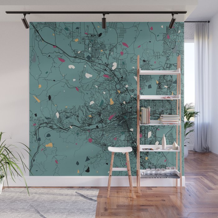 Reno - USA - City Map - Terrazzo Authentic Town Map Wall Mural