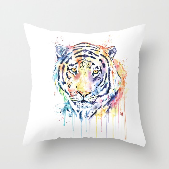 Tiger Rainbow Tiger Colorful Watercolor Painting Deko Kissen Von Whitehouseart Society6