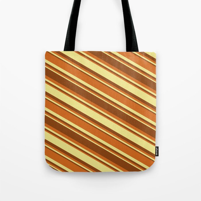Brown, Chocolate & Tan Colored Stripes/Lines Pattern Tote Bag