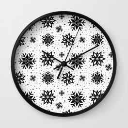 Snowflakes // Black Wall Clock