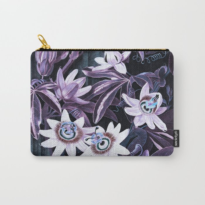 Blue Passion Flowers Temple of Flora: Ultraviolet Hues Carry-All Pouch