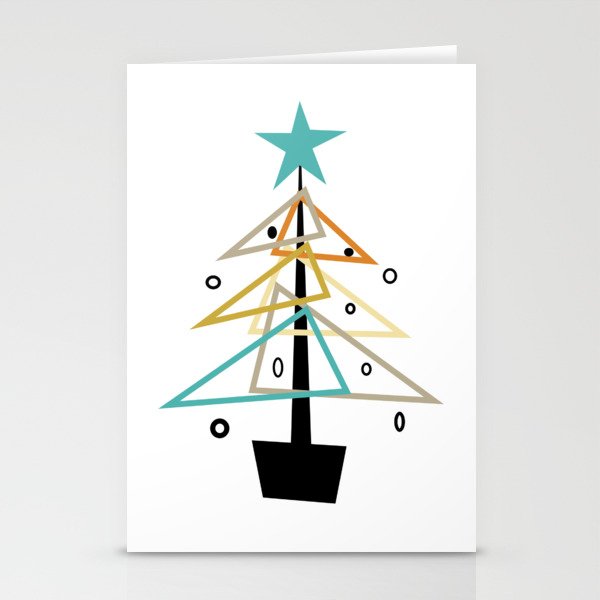 Retro Christmas Tree Mid Century  Stationery Cards