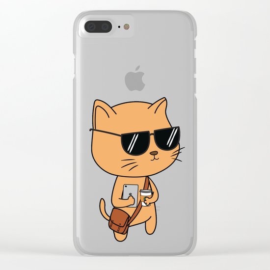 Hipster Cat Clear iPhone Case