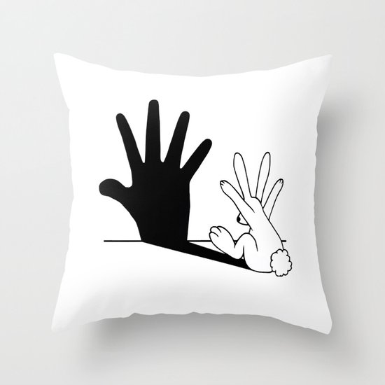 Rabbit Hand Shadow Throw Pillow