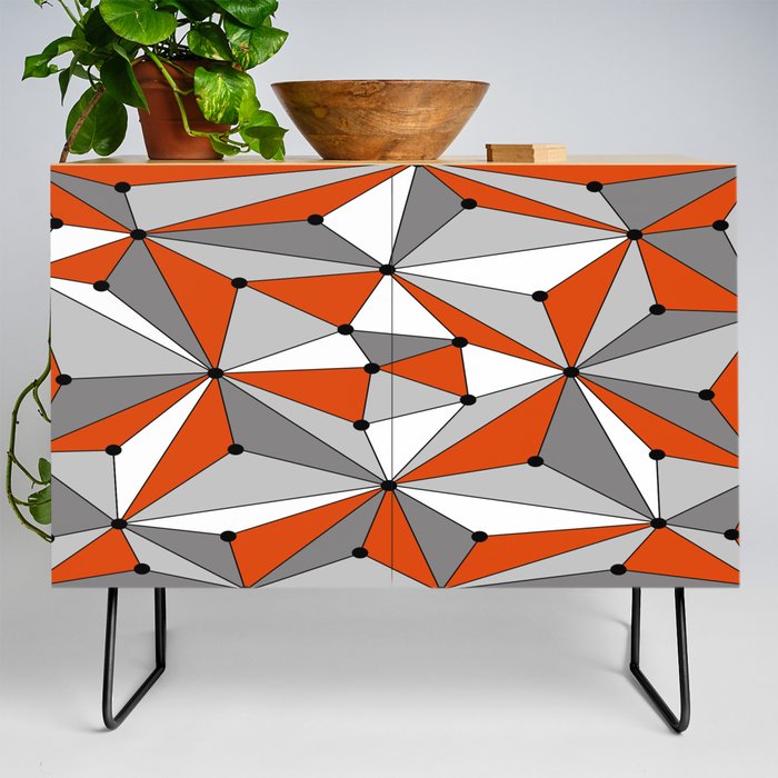 Abstract geometric pattern - orange and gray. Credenza
