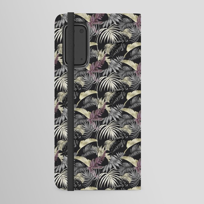 Moody Black Palm Leaves Foliage Pattern Android Wallet Case