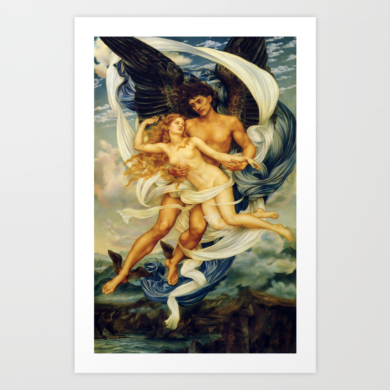 Evelyn De Morgan,Boreas and Oreithyia,Framed Prints,wall art prints,Hanging Canvas print,large wall art oversized,2209