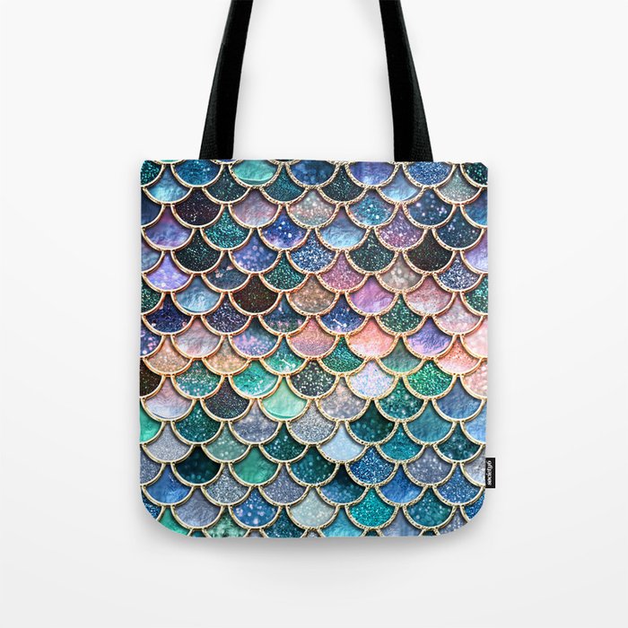 Multicolor Pink And Aqua Mermaid Scales - Beautiful Abstract Glitter Pattern  Tote Bag