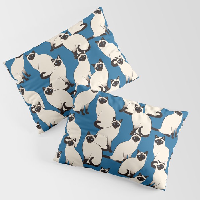 Siamese Cats on dark blue Pillow Sham