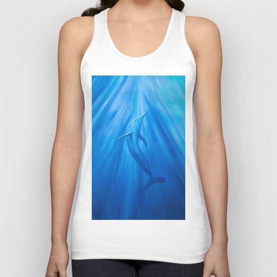 Dolphin in blue Unisex Tank Top