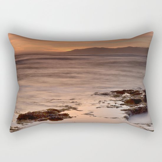 "Last red light" Sunset at the sea Rectangular Pillow
