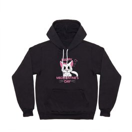 Pet Cat Animal Hearts Meow Valentines Day Hoody
