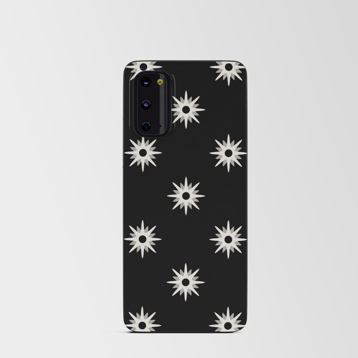 Black atomic mid century white stars pattern Android Card Case