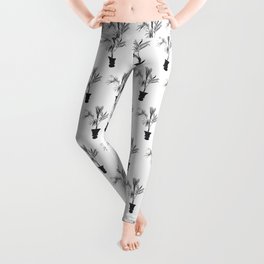 Palm Tree Silhouette Tropical Print in Black and White Leggings
