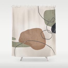 Linkedin Abstract in Sage Green, Cinnamon and Charcoal Grey Shower Curtain | Office, Green, Lines, Charcoal, Home, Pattern, Cinnamon, Line, Abstract, Circles 