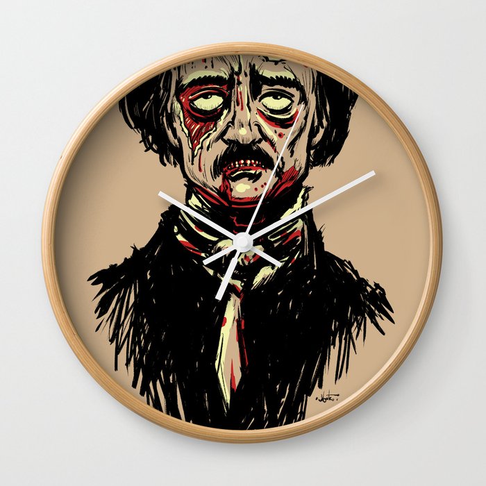 Edgar Allan Poe Zombie Wall Clock