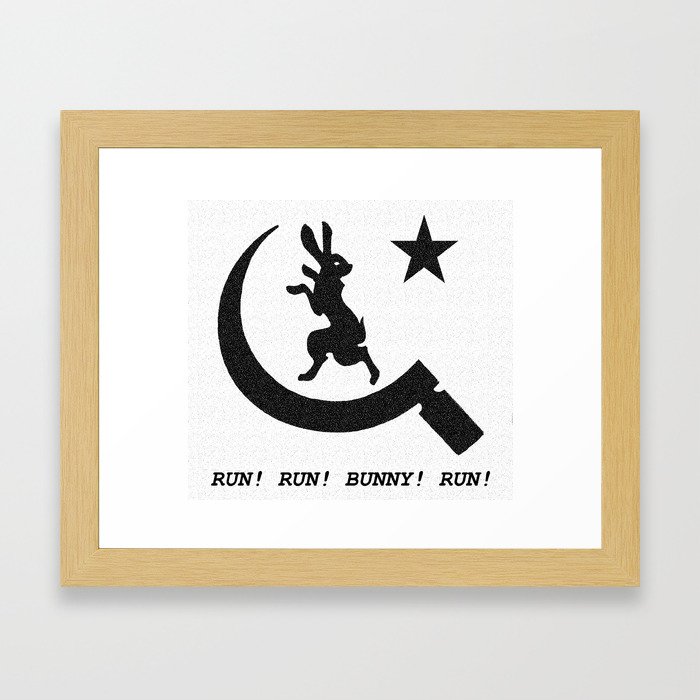 Bunny Run (B&W) Framed Art Print