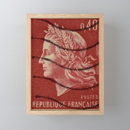 Vintage French Stamp Framed Mini Art Print