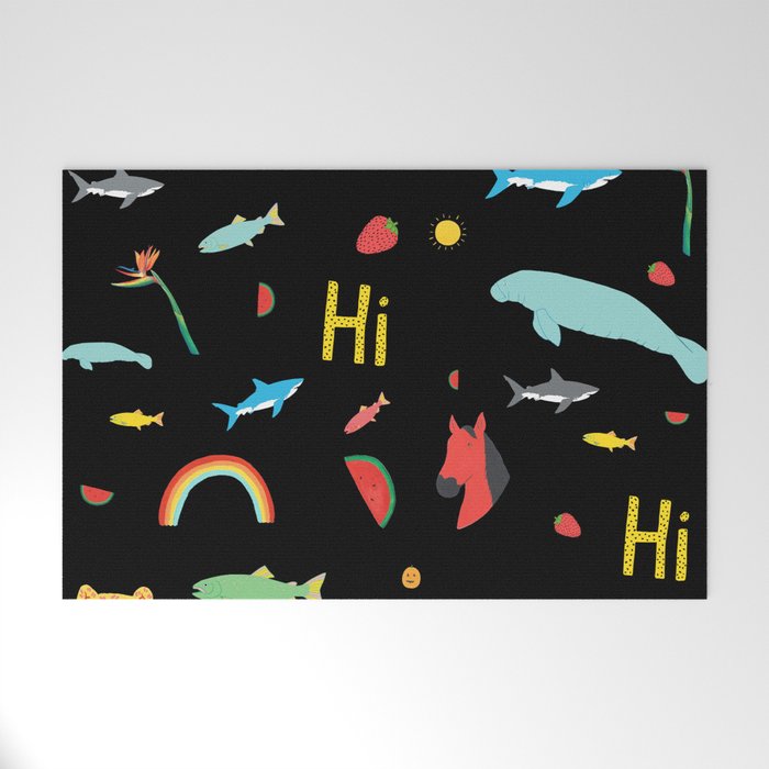 All Together Black Welcome Mat | Collage, Animals, Manatee