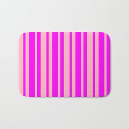 [ Thumbnail: Light Pink & Fuchsia Colored Striped/Lined Pattern Bath Mat ]