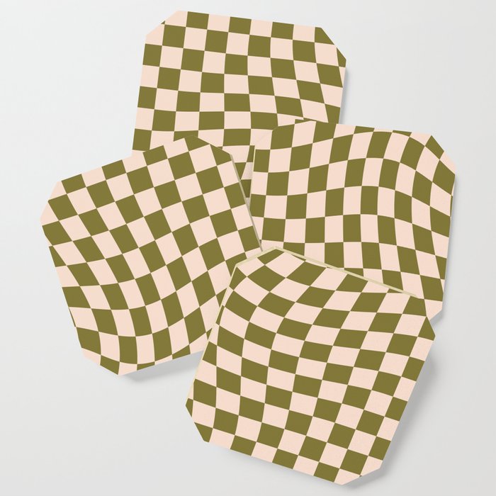Check VI - Green Twist — Checkerboard Print Coaster