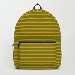 [ Thumbnail: Goldenrod & Green Colored Striped Pattern Backpack ]