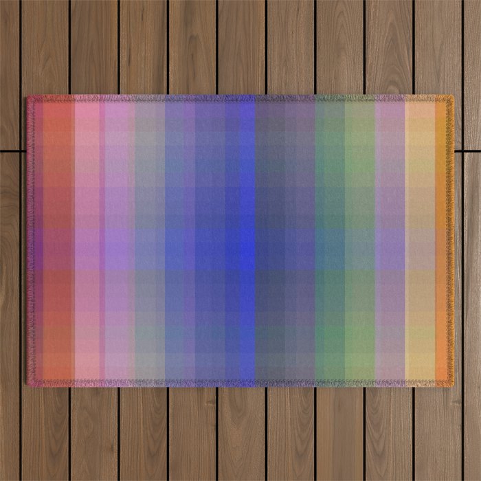 P003 Rainbow Plaid Outdoor Rug