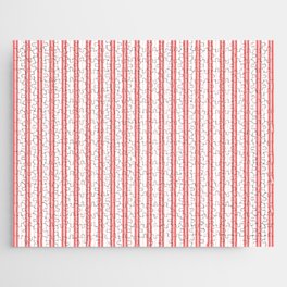 Apple Red and White Narrow Vintage Provincial French Chateau Ticking Stripe Jigsaw Puzzle