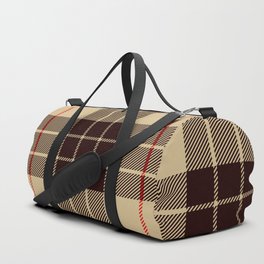 Tan Tartan with Black and Red Stripes Duffle Bag