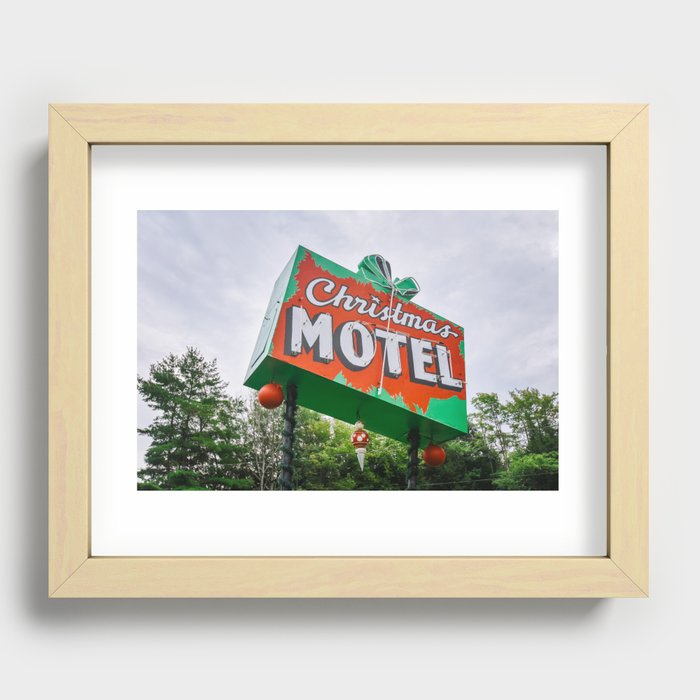 Christmas Motel Vintage Neon Sign  Recessed Framed Print