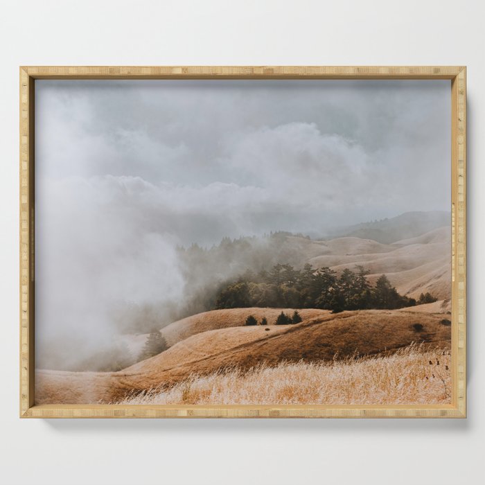 Fog and Clouds on Mount Tamalpais Serving Tray