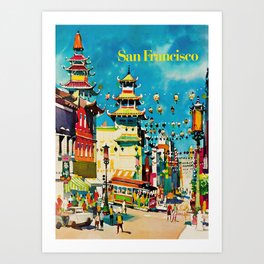 San Francisco Chinatown Vintage Travel Poster Art Print