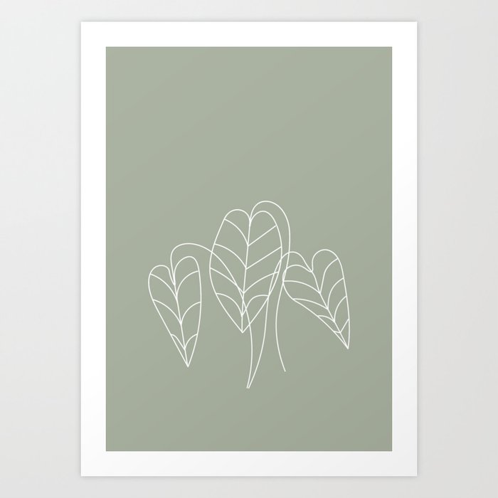 Boho, Sage Green Decor, Line Art, Botanical Art Print
