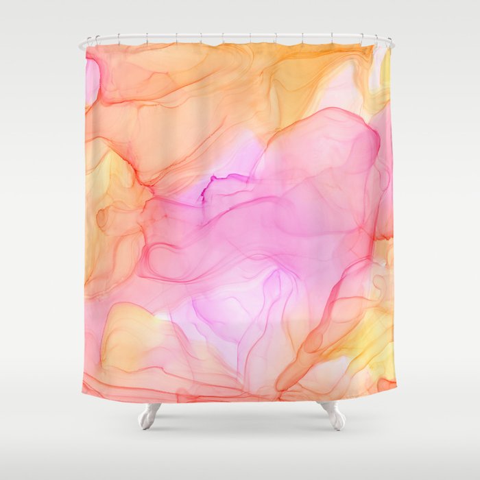 orange and yellow shower curtain